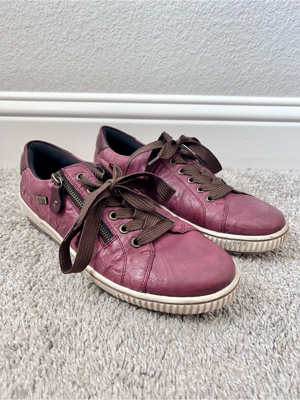 Remonte Maditta 00 Leather Sneakers Red EU 40 US 9.5 - 10 Women Lace-Up Side Zip